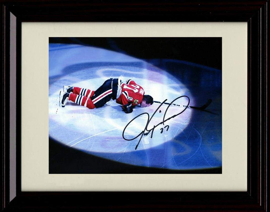8x10 Framed Jeremy Roenick Autograph Replica Print - Chicago Blackhawks - Kissing The Ice Framed Print - Hockey FSP - Framed   