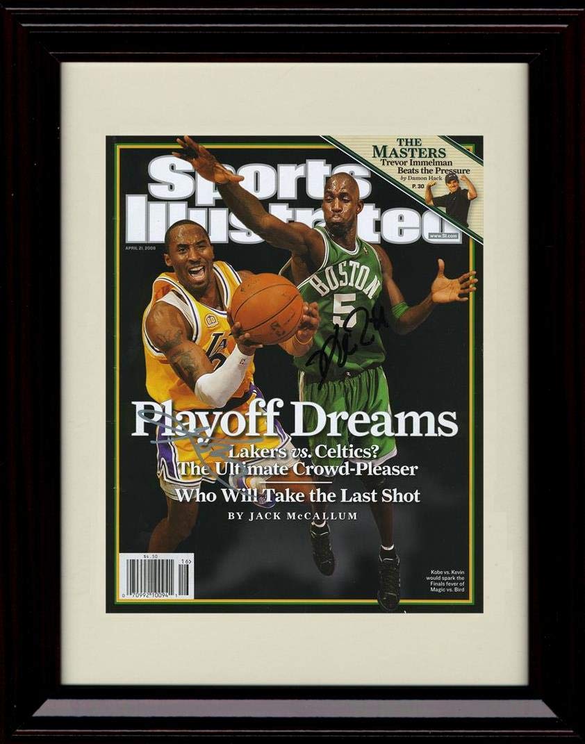 8x10 Framed Kobe Bryant and Kevin Garnett Autograph Replica Print - Sports Illustrated Playoff Dreams - Los Angeles Lakers Framed Print - Pro Basketball FSP - Framed   