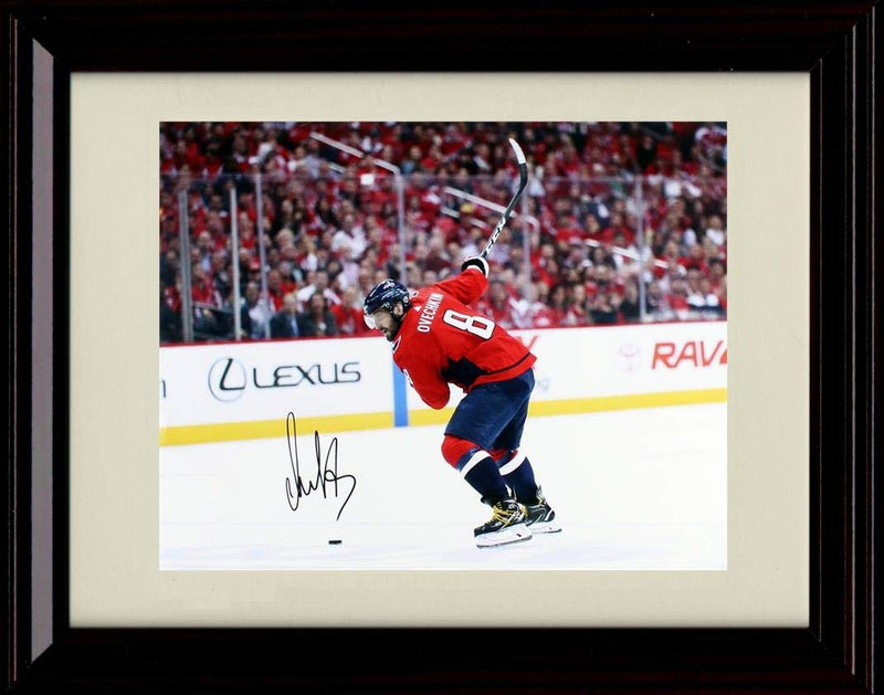 8x10 Framed Alexander Ovechkin Autograph Replica Print - Washington Capitals - Shot Framed Print - Hockey FSP - Framed   