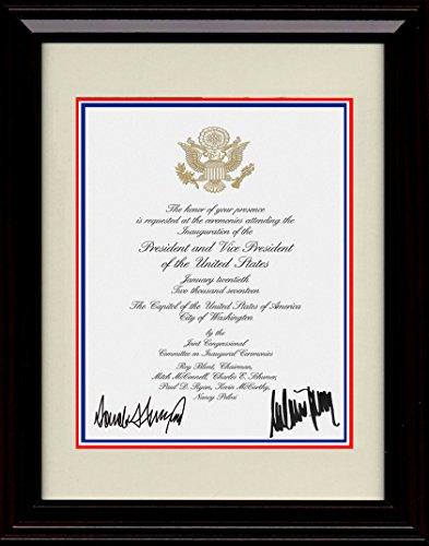 Framed Presidential Inaugural Invite Autograph Promo Print - Donald and Milenia Trump Framed Print - History FSP - Framed   
