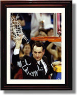 Unframed Duke 2015 National Champions Coach Mike Krzyzewski "Cutting the Net" Autograph Promo Photo Unframed Print - College Basketball FSP - Unframed   