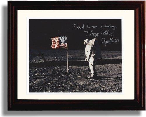 8x10 Framed Buzz Aldrin Autograph Promo Print - American Flag on the Moon Framed Print - History FSP - Framed   