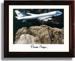 Framed Ronald Reagan Autograph Promo Print - Air Force One over Mount Rushmore Framed Print - History FSP - Framed   
