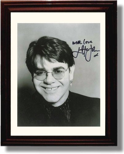 8x10 Framed Elton John B&W Autograph Promo Print Framed Print - Music FSP - Framed   