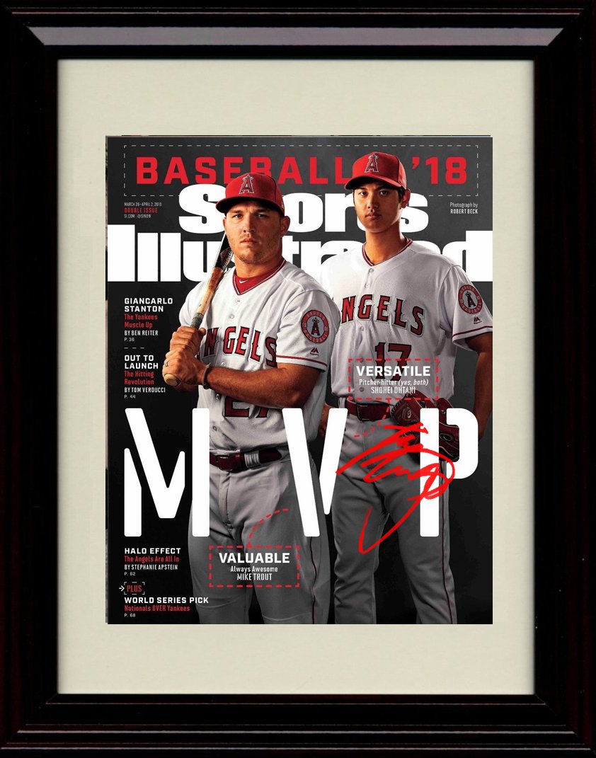 Framed 8x10 Shohei Ohtani Sports Illustrated Autograph Replica Print - MVP Say Hey Shohei! Framed Print - Baseball FSP - Framed   