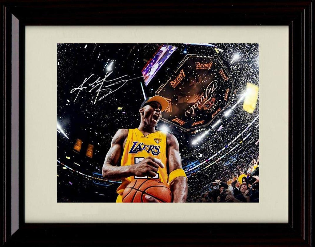 8x10 Framed Kobe Bryant Autograph Replica Print - Another Championship - Lakers Framed Print - Pro Basketball FSP - Framed   