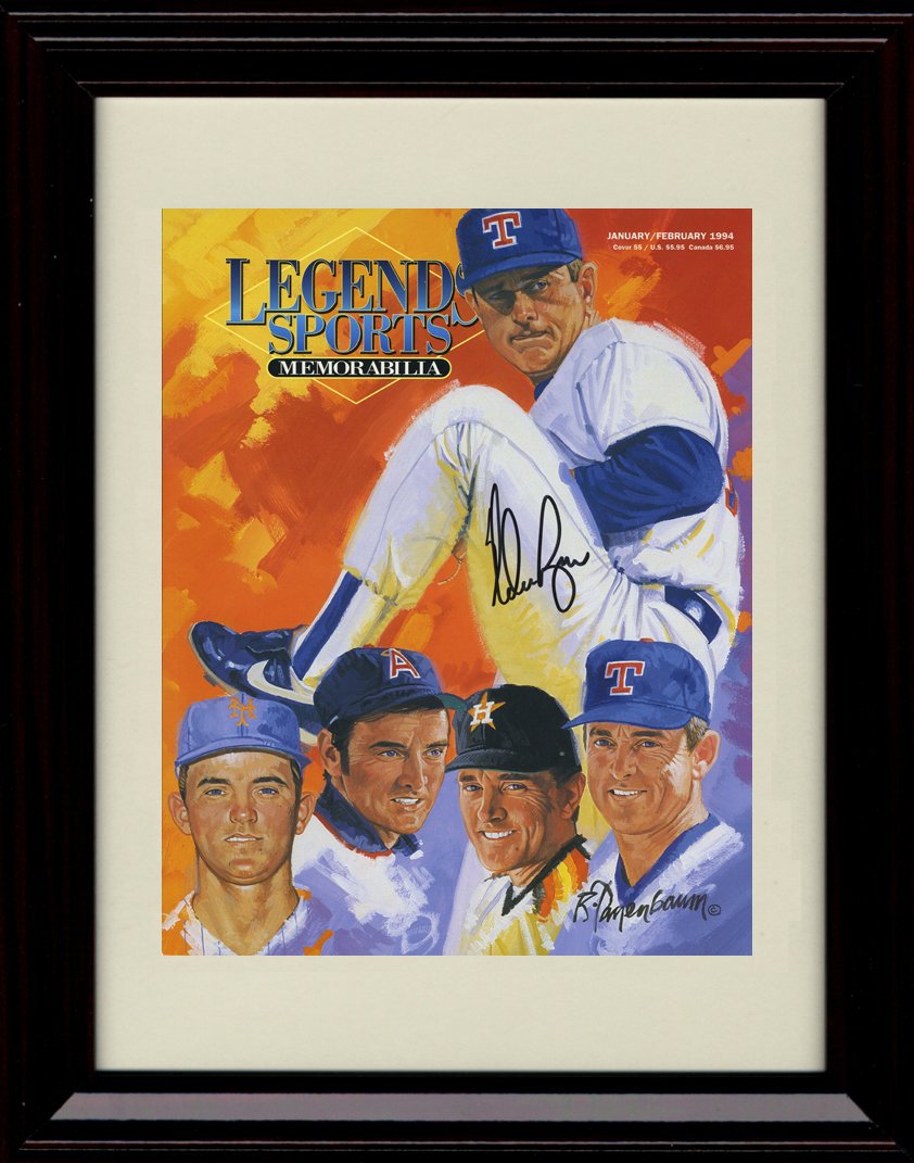 Framed 8x10 Nolan Ryan Sports Illustrated Autograph Replica Print - Career on Display Framed Print - Baseball FSP - Framed   
