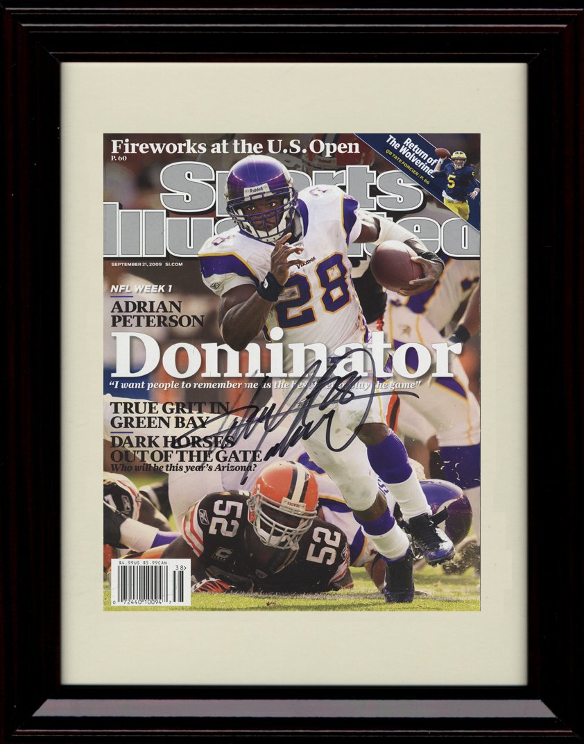 Framed Adrian Peterson Sports Illustrated Autograph Replica Print Framed Print - Pro Football FSP - Framed   
