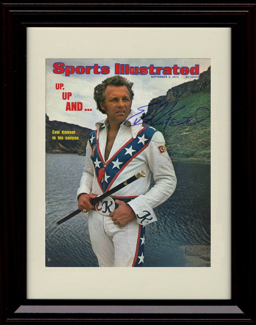 8x10 Framed Evel Knievel Sports Illustrated Autograph Replica Print - Snake River Canyon Framed Print - Other FSP - Framed   