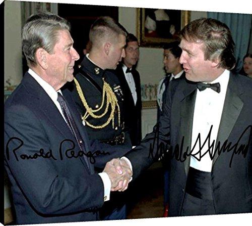 Floating Canvas Wall Art:   Ronald Reagan and Donald Trump Autograph Print Floating Canvas - History FSP - Floating Canvas   