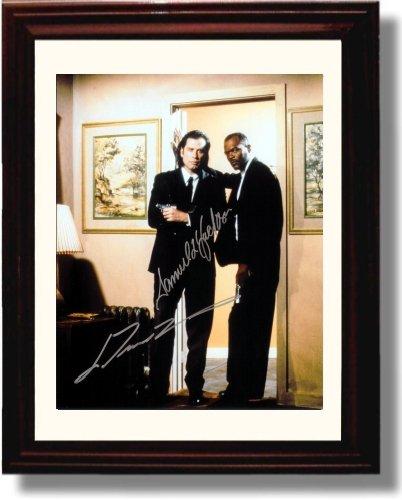 8x10 Framed Samuel L Jackson and John Travolta Autograph Promo Print - Pulp Fiction Framed Print - Movies FSP - Framed   