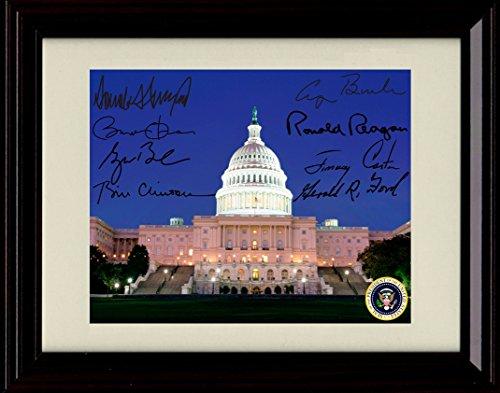 8x10 Framed US Capitol Building Autograph Promo Print - Signed by the Last Eight Presidents Framed Print - History FSP - Framed   