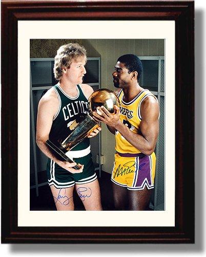 8x10 Framed Larry Bird and Magic Johnson Autograph Promo Print - Trophy Framed Print - Pro Basketball FSP - Framed   