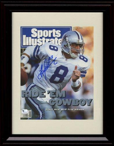 8x10 Framed Troy Aikman - Dallas Cowboys SI Autograph Promo Print Framed Print - Pro Football FSP - Framed   