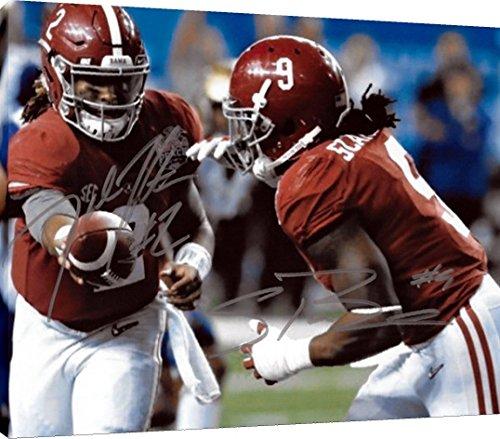Canvas Wall Art:   Jalen Hurts & Bo Scarborough - Alabama Football Autograph Print Canvas - College Football FSP - Canvas   