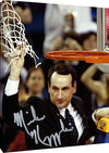 Floating Canvas Wall Art:   Duke 2015 Coach Mike Krzyzewski "Cutting the Net" Autograph Print Floating Canvas - College Basketball FSP - Floating Canvas   