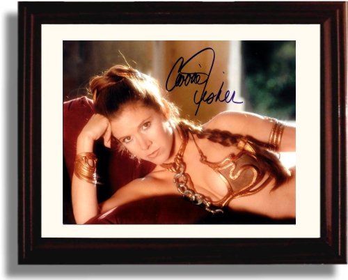 8x10 Framed Carrie Fisher - Gold Bikini Autograph Promo Print Framed Print - Movies FSP - Framed   