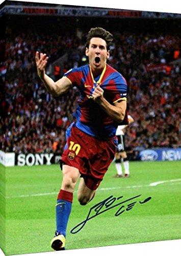 Floating Canvas Wall Art:   Lionel Messi Autograph Print - Great Ever? - Spanish Club Barcelona Floating Canvas - Soccer FSP - Floating Canvas   