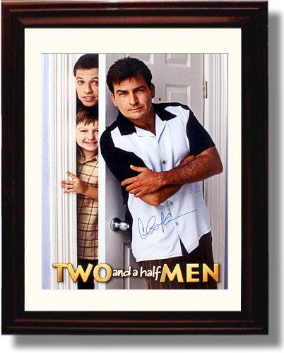 8x10 Framed Charlie Sheen Autograph Promo Print - Two And A Half Men Framed Print - Television FSP - Framed   