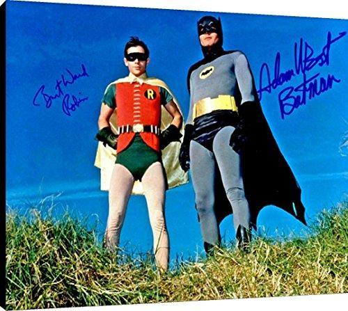 Framed Canvas Wall Art:   Adam West & Burt Ward Autograph Print - Batman & Robin Floating Canvas - Television FSP - Floating Canvas   