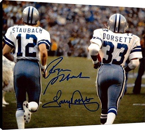 Floating Canvas Wall Art:   Staubach and Dorsett - Autograph Print Floating Canvas - Football FSP - Floating Canvas   