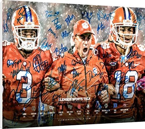 Floating Canvas Wall Art:  2018 Clemson Tigers National Champs Autograph Print Floating Canvas - College Football FSP - Floating Canvas   