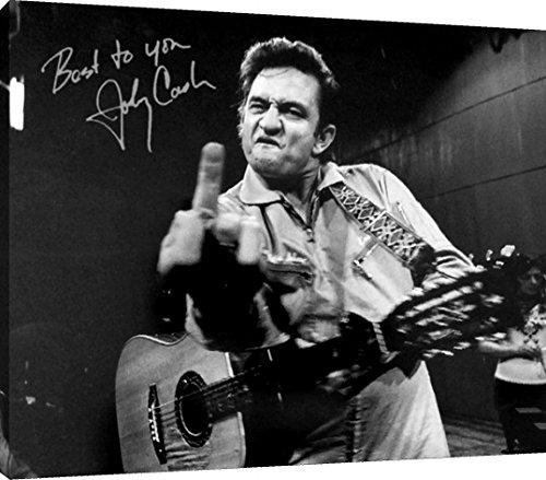 Canvas Wall Art:   Johnny Cash the Finger Autograph Print Canvas - Music FSP - Canvas   