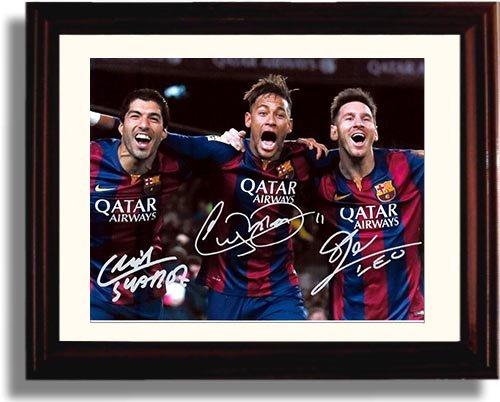 16x20 Framed Lionel Messi, Neymar Jr, Luis Suarez: "The Barcelona Trio" - 16x20 Framed Autograph Promo Print Gallery Print - Soccer FSP - Gallery Framed   