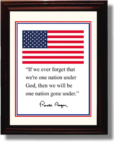 8x10 Framed Ronald Reagan - Flag - Autograph Promo Print - Presidential Quote Framed Print - History FSP - Framed   