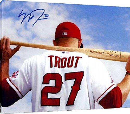 Floating Canvas Wall Art:   Mike Trout - Angels - Thunderbolt Autograph Print Floating Canvas - Baseball FSP - Floating Canvas   