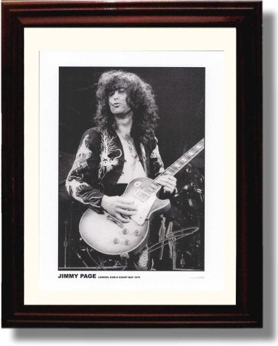8x10 Framed Jimmy Page B&W Autograph Promo Print Framed Print - Music FSP - Framed   