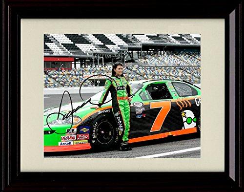 Framed Danica Patrick Autograph Promo Print - Standking Alongside #7 Car Framed Print - NASCAR FSP - Framed   