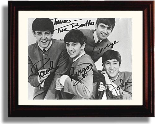 8x10 Framed Beatles Autograph Promo Print Framed Print - Music FSP - Framed   