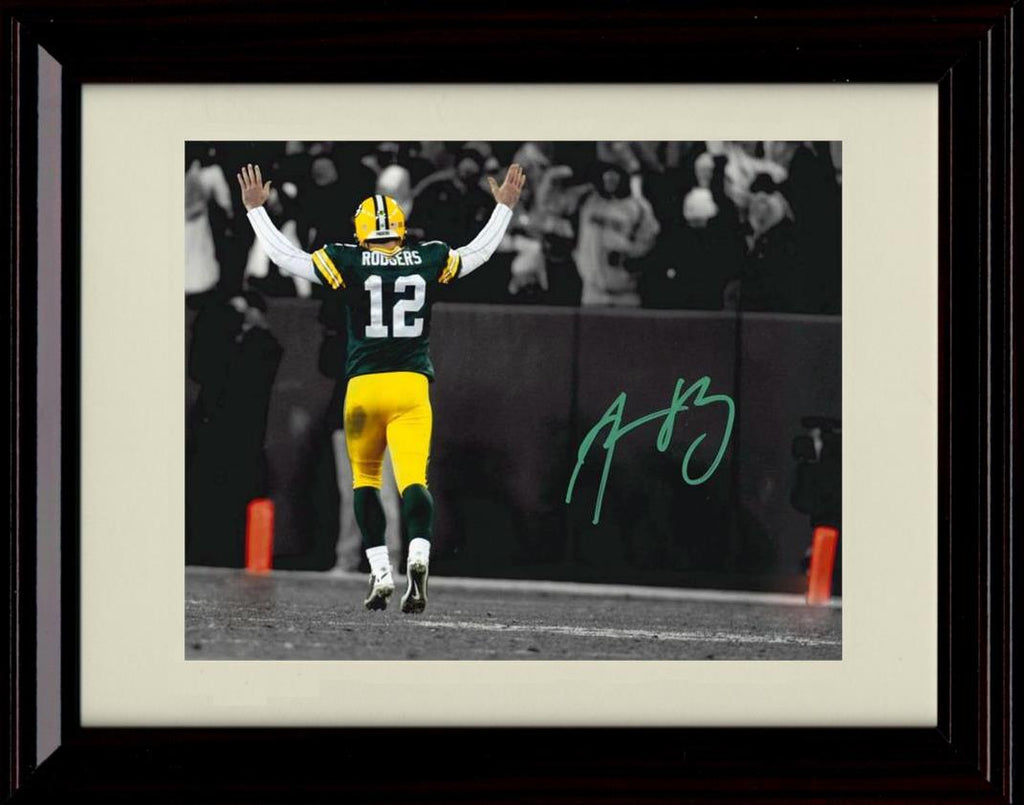 Framed Aaron Rodgers - Green Bay Packers Autograph Promo Print - TD Arms Framed Print - Pro Football FSP - Framed   