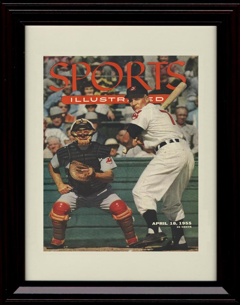Framed 8x10 Al Rosen - At Bat Sports Illustrated Cover 1955 - Cleveland Indians Autograph Replica Print Framed Print - Baseball FSP - Framed   