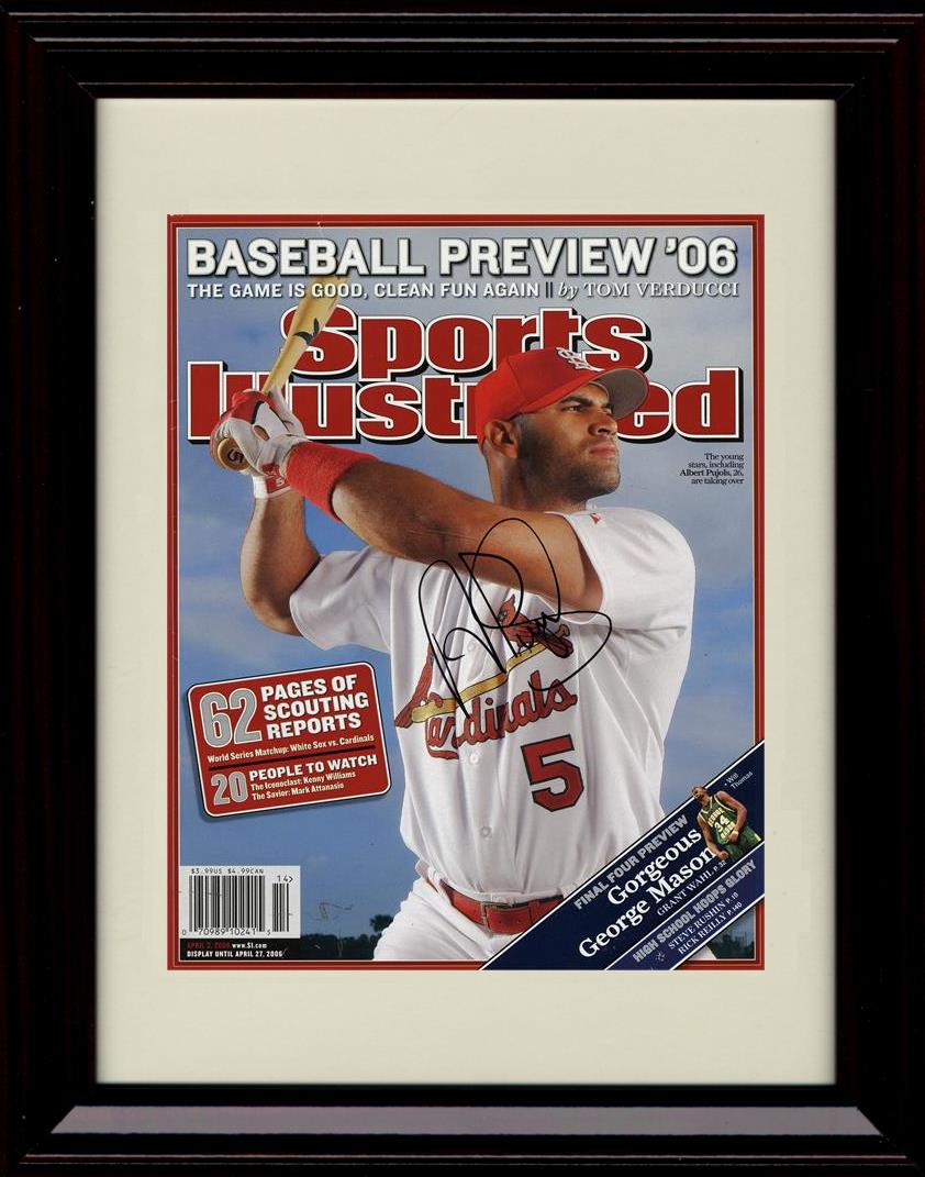 Framed 8x10 Albert Pujols - 2006 Sports Illustrated Baseball Preview - St Louis Cardinals Autograph Replica Print Framed Print - Baseball FSP - Framed   