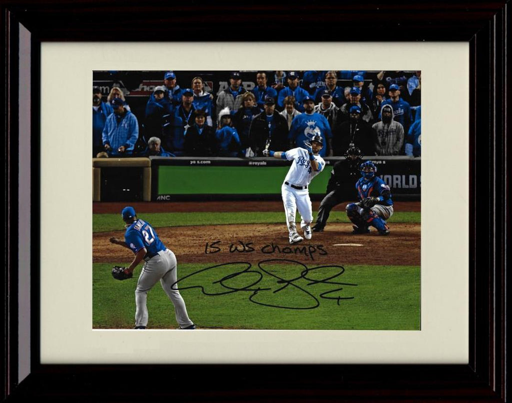 Framed 8x10 Alex Gordon - WS Champs Infield - Kansas City Royals Autograph Replica Print Framed Print - Baseball FSP - Framed   