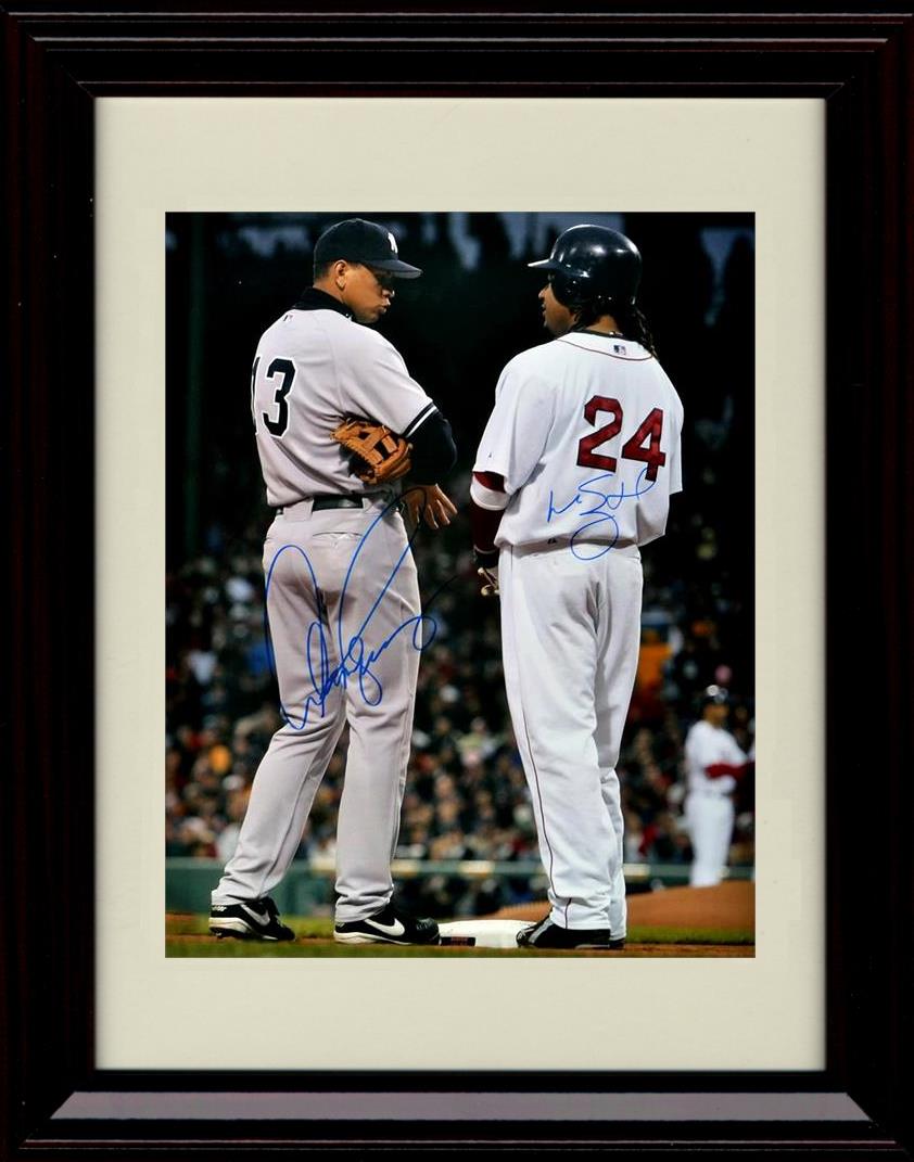 Framed 8x10 Alex Rodriguez and Manny Ramirez - Back View - New York Yankees Autograph Replica Print Framed Print - Baseball FSP - Framed   