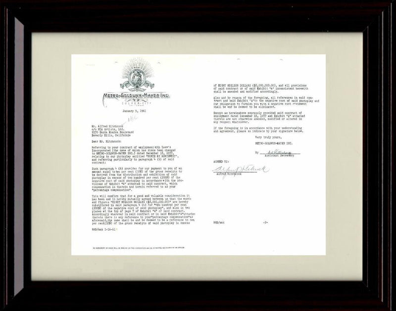 8x10 Framed Alfred Hitchcock Autograph Promo Print - MGM Contract Framed Print - Movies FSP - Framed   