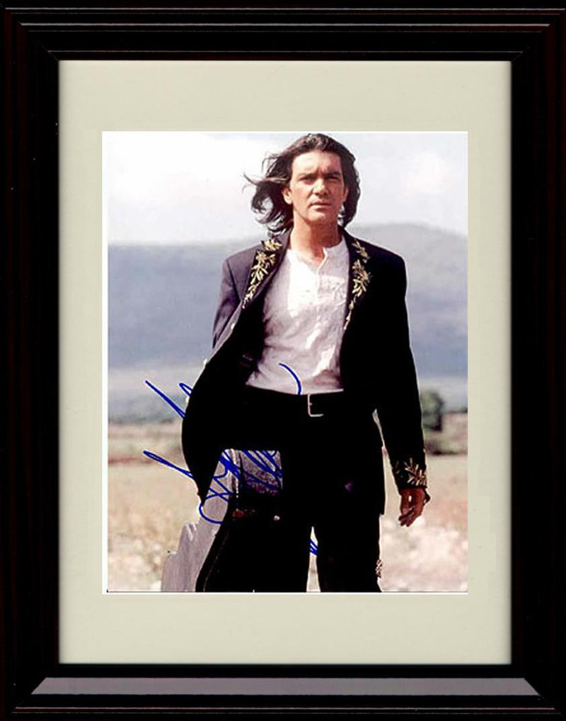 8x10 Framed Antonio Banderas Autograph Promo Print - Carrying Guitar Case Framed Print - Movies FSP - Framed   