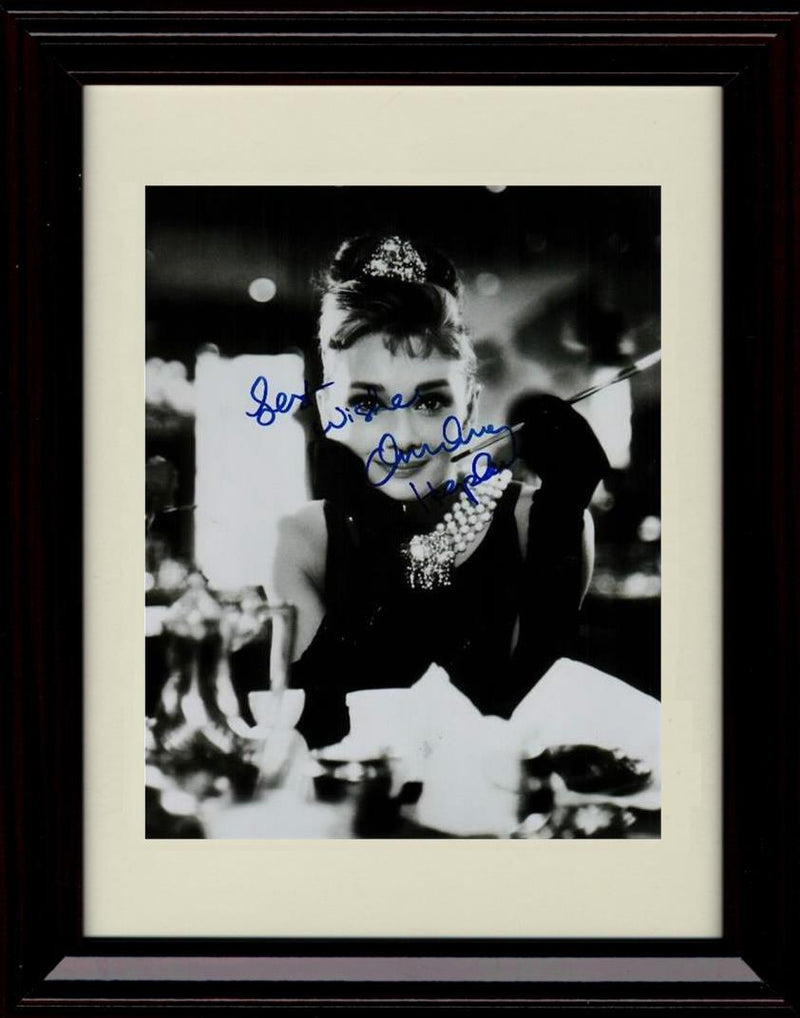 8x10 Framed Audrey Hepburn Autograph Promo Print - Black and White Framed Print - Movies FSP - Framed   