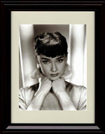 8x10 Framed Audrey Hepburn Autograph Promo Print - Black and White Hands Under Chin Framed Print - Movies FSP - Framed   