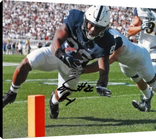 Floating Canvas Wall Art:  Saquon Barkley - Penn State "TD Dive" Autograph Print Floating Canvas - College Football FSP - Floating Canvas   