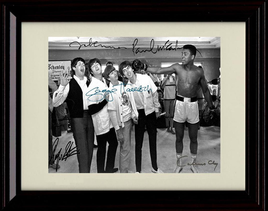 8x10 Framed Beatles and Ali Autograph Promo Print - In Line For A Punch Framed Print - Music FSP - Framed   