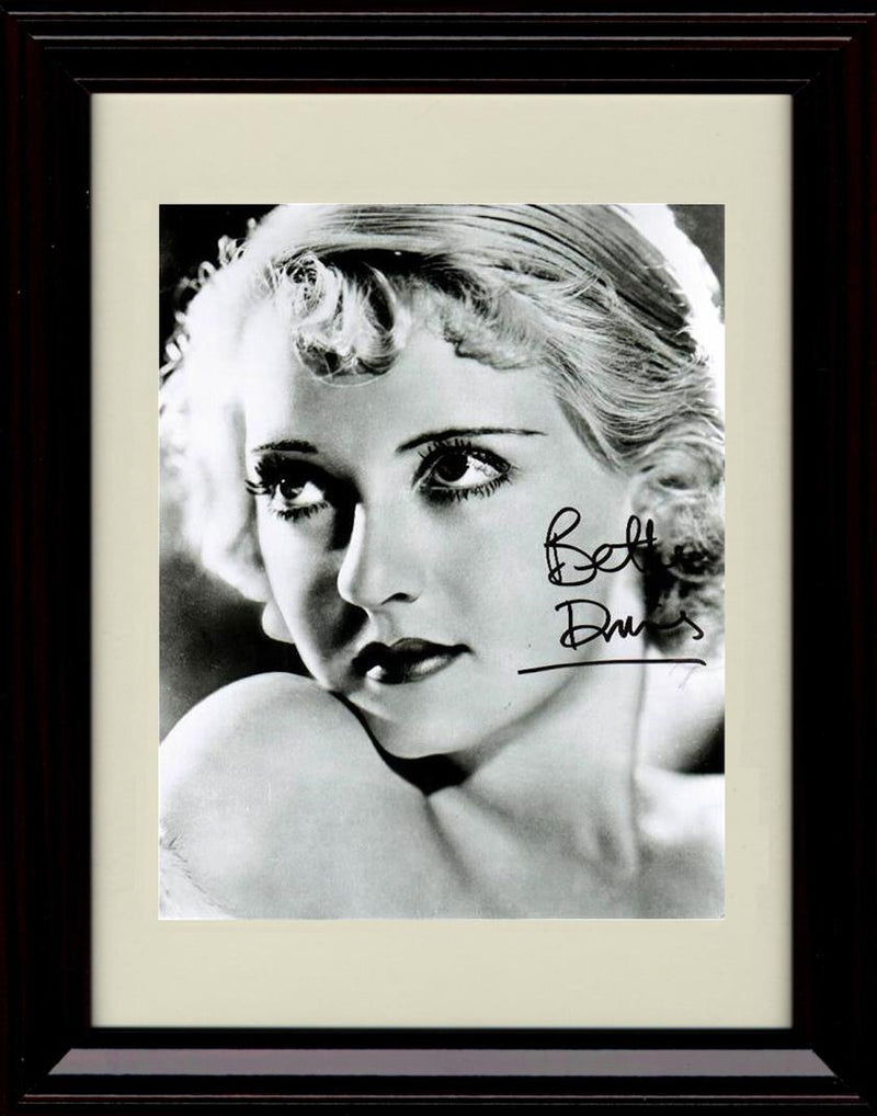 8x10 Framed Bette Davis Autograph Promo Print - Close Up Framed Print - Movies FSP - Framed   