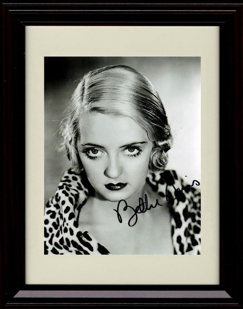 8x10 Framed Bette Davis Autograph Promo Print - Leopard Print Framed Print - Movies FSP - Framed   