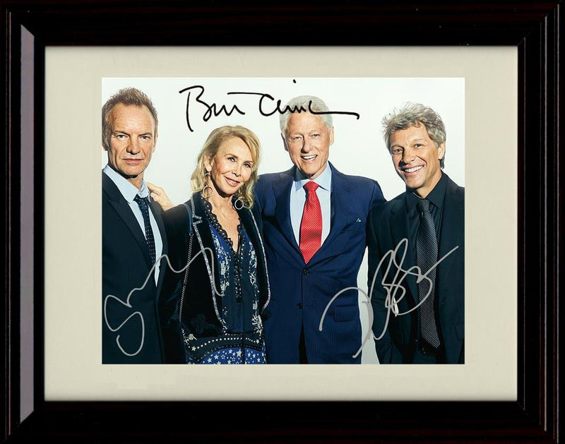 8x10 Framed Bill Clinton Autograph Promo Print - With Sting And  Jon Bon Jovi - Group Photo Framed Print - History FSP - Framed   