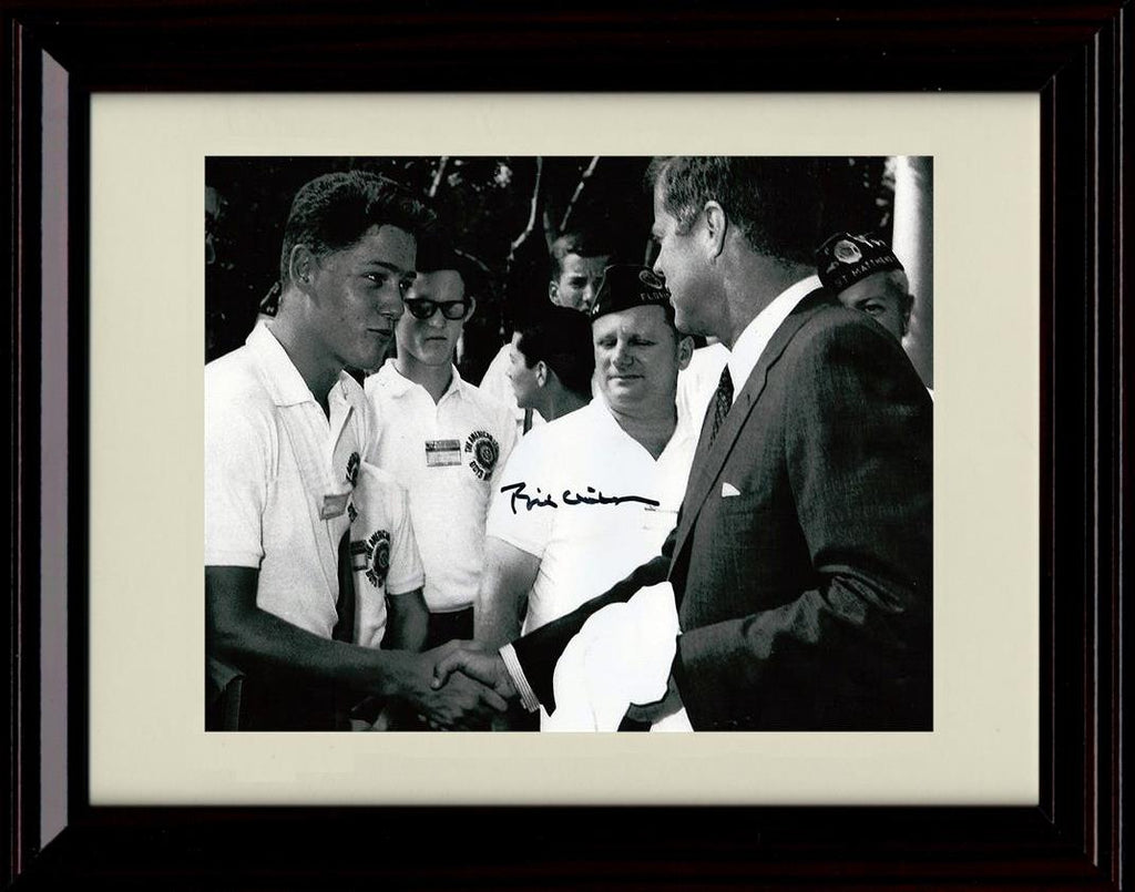 8x10 Framed Bill Clinton And JFK Autograph Promo Print - The Handshake Framed Print - History FSP - Framed   