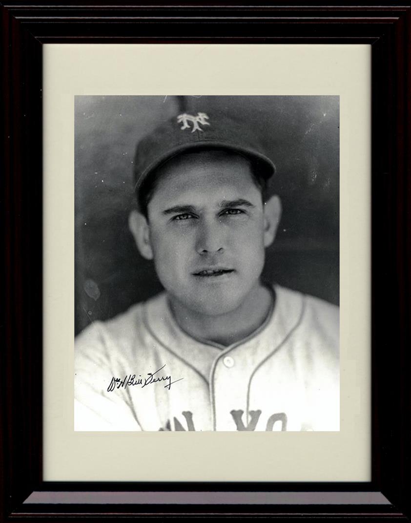 Framed 8x10 Bill Terry - Close Up Black and White - New York Giants Autograph Replica Print Framed Print - Baseball FSP - Framed   