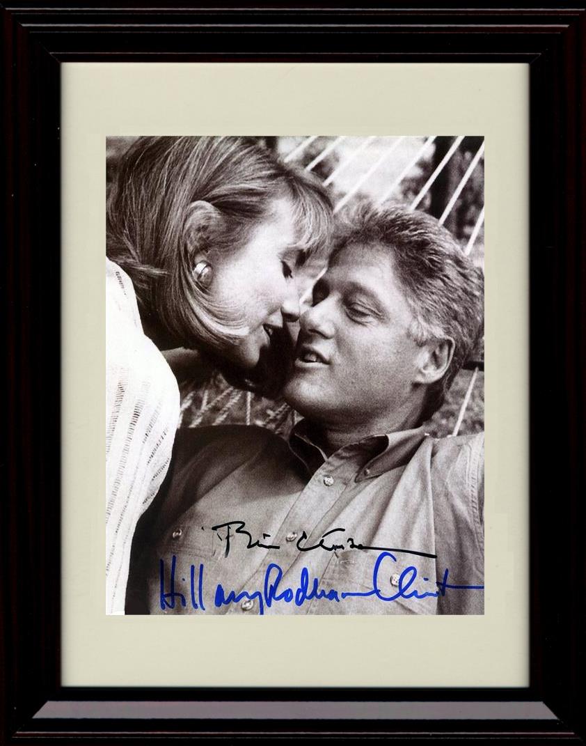 8x10 Framed Bill & Hillary Clinton Autograph Promo Print - Leanng For A Kiss Framed Print - History FSP - Framed   
